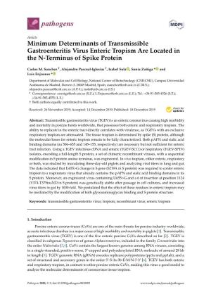 Minimum Determinants of Transmissible Gastroenteritis Virus Enteric Tropism Are Located in the N-Terminus of Spike Protein