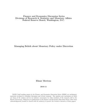 Managing Beliefs About Monetary Policy Under Discretion