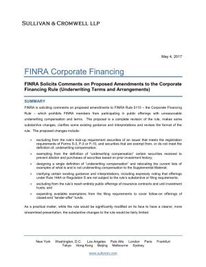 FINRA Corporate Financing