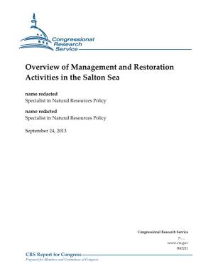 Overview of Management and Restoration Activities in the Salton