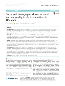Social and Demographic Drivers of Trend and Seasonality in Elective Abortions in Denmark Tim A