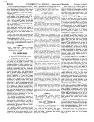 CONGRESSIONAL RECORD— Extensions of Remarks E1824 HON