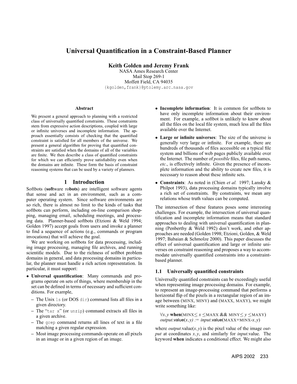 Universal Quantification in a Constraint-Based Planner