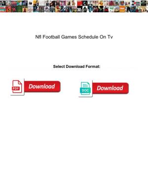 Nfl Football Games Schedule on Tv