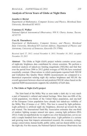 Analysis of Seven Years of Globe at Night Data