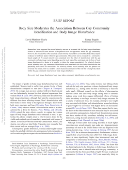 Body Size Moderates the Association Between Gay Community Identification and Body Image Disturbance