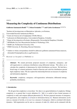 Measuring the Complexity of Continuous Distributions