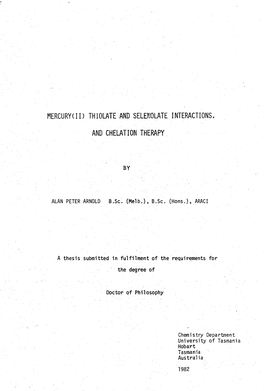 Mercury(Ii) Thiolate and Selenolate Interactions