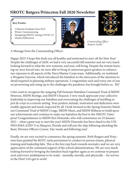 NROTC Rutgers/Princeton Fall 2020 Newsletter