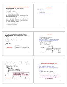 Linear Search – Binary Search