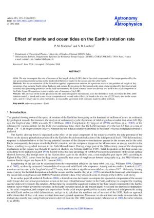 Effect of Mantle and Ocean Tides on the Earth’S Rotation Rate