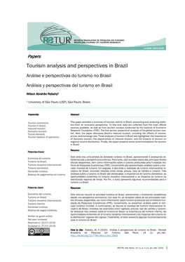 Tourism Analysis and Perspectives in Brazil