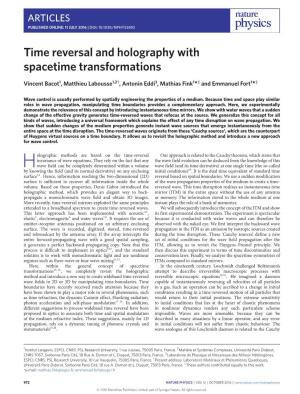Time Reversal and Holography with Spacetime Transformations