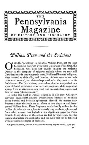 William Penn and the Socinians