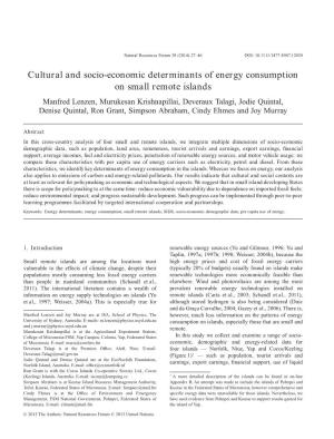 Cultural and Socioeconomic Determinants of Energy