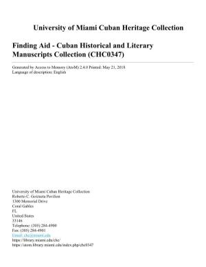 Cuban Historical and Literary Manuscripts Collection (CHC0347)
