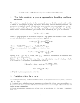 1 the Delta Method; a General Approach to Handling Nonlinear Functions