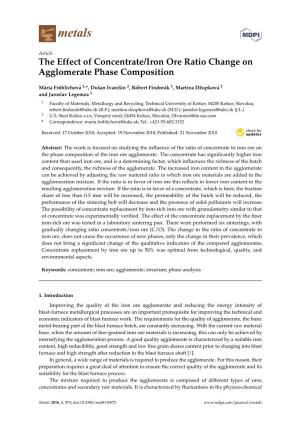 The Effect of Concentrate/Iron Ore Ratio Change on Agglomerate Phase Composition