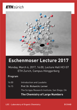 Eschenmoser Lecture 2017