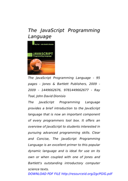The Javascript Programming Language