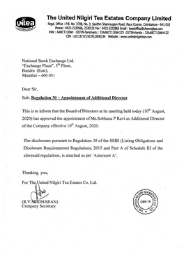 The United Nilgiri Tea Estates Company Limited Regd