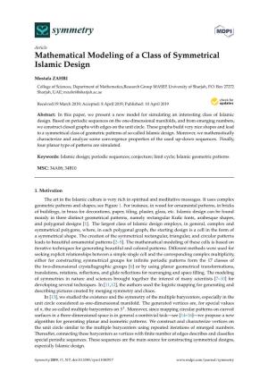 Mathematical Modeling of a Class of Symmetrical Islamic Design