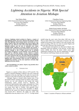 Lightning Accidents in Nigeria: with Special Attention to Aviation Mishaps