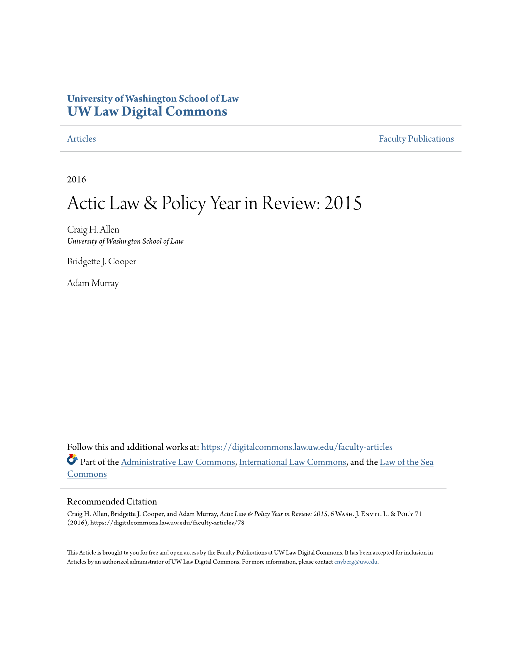 Actic Law & Policy Year in Review: 2015
