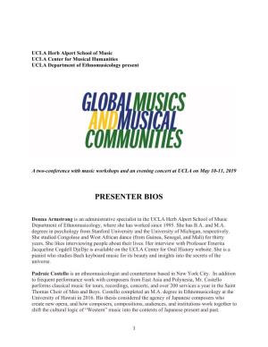 Global Musics Conference Presenter Bios FINAL