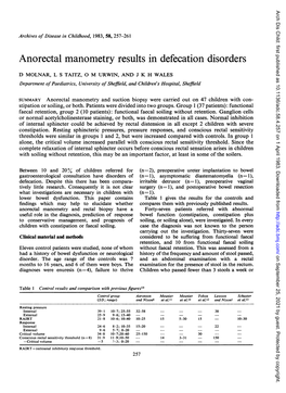 Anorectal Manometry Results in Defecation Disorders