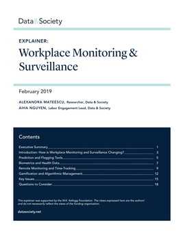 Explainer: Workplace Monitoring & Surveillance