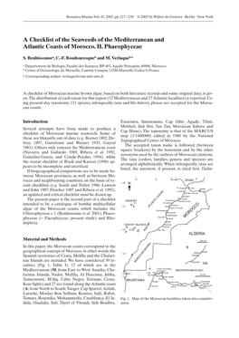 A Checklist of the Seaweeds of the Mediterranean and Atlantic Coasts of Morocco