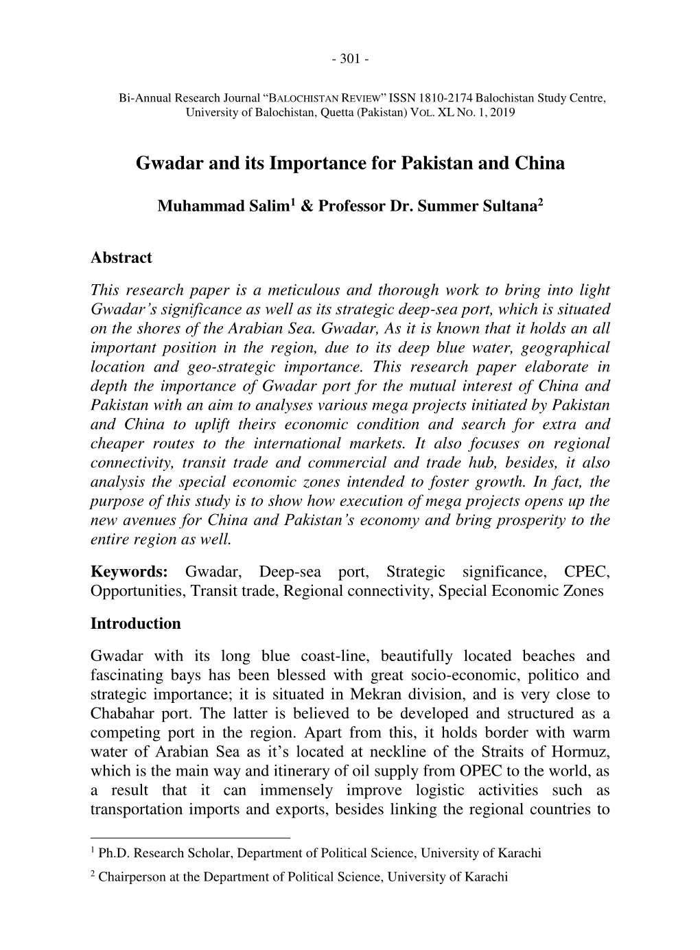 Gwadar and Its Importance for Pakistan and China