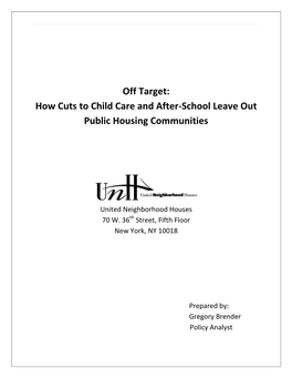 Off Target: How Cuts to Child Care and After-School Leave out Public Housing Communities