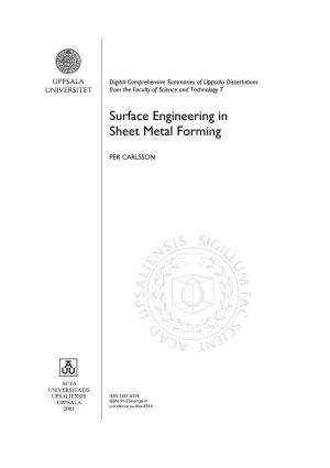 Surface Engineering in Sheet Metal Forming