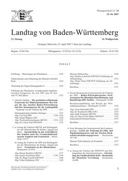 Landtag Von Baden-Württemberg 23