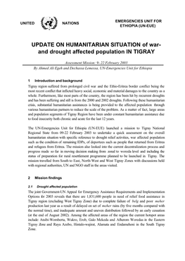 And Drought Affected Population in TIGRAY