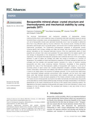 Becquerelite Mineral Phase: Crystal Structure and Thermodynamic and Mechanical Stability by Using Periodic