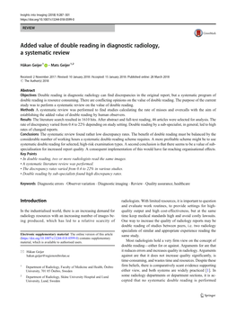 Added Value of Double Reading in Diagnostic Radiology,A Systematic