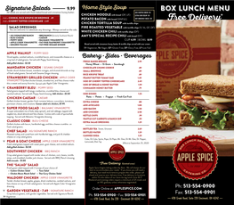 Box Lunch Delivery Menu