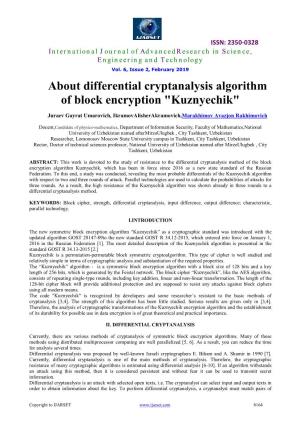 About Differential Cryptanalysis Algorithm of Block Encryption "Kuznyechik"