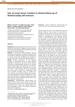 Use of Novel Serum Markers in Clinical Follow-Up of Sertoli-Leydig Cell Tumours