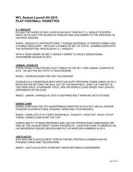 NFL Season Launch Kit 2015 PLAY FOOTBALL VIGNETTES
