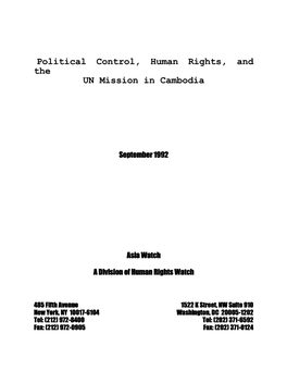 Political Control, Human Rights, and the UN Mission in Cambodia