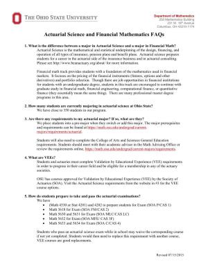 Actuarial Science and Financial Mathematics Faqs