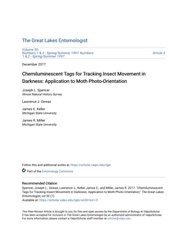 Chemiluminescent Tags for Tracking Insect Movement in Darkness: Application to Moth Photo-Orientation