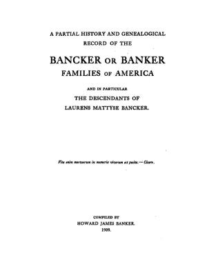 Bancker Or Banker
