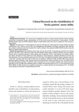 Clinical Research on the Rehabilitation of Stroke Patients' Motor Ability