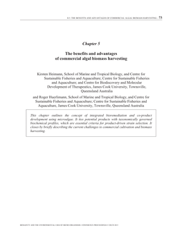 Chapter 5 the Benefits and Advantages of Commercial Algal