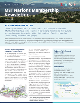 MST Nations Membership Newsletter Summer 2021
